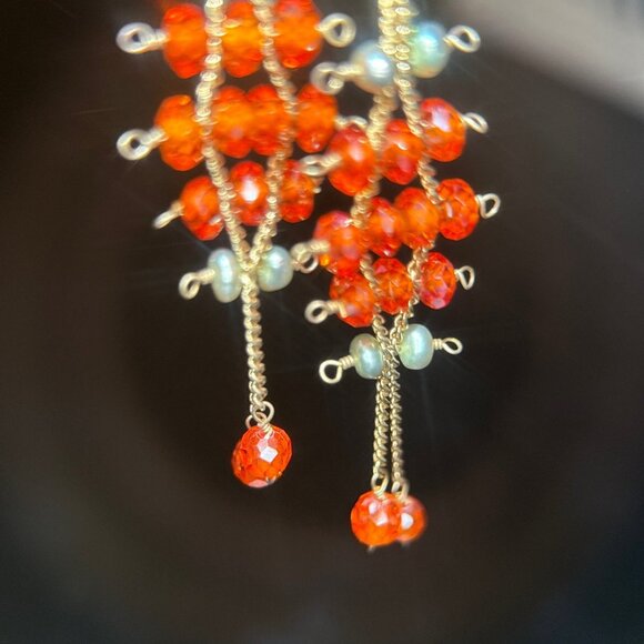 Delicate Orange Beads Earrings - Picture 3 of 5